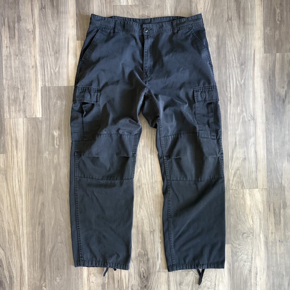 Vintage Military Cargo Pants Men's Size 36x29 Black Wide Leg Baggy Loose